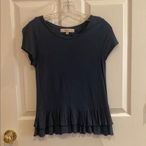 LOFT Teal Ruffle Hem Top